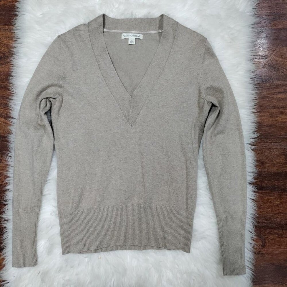 Banana Republic Womens Small Pullover Silk Cotton Cashmere V-Neck Sweater Gray